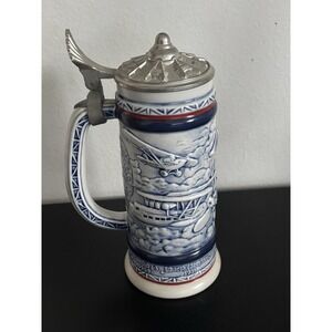 Vintage Avon Beer Stein 1981 Handcrafted Brazil Airplane Design‎ Flying High